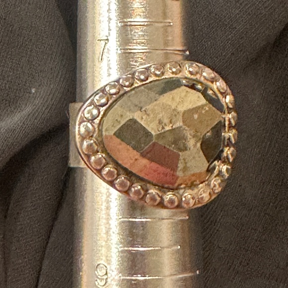 Silpada Fantasy ring, thick band sterling silver w/ diamond cut pyrite, size 8. - Picture 9 of 10